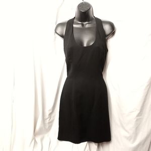 NICOLE MILLER Black Halter Dress w/Chain Link Back
